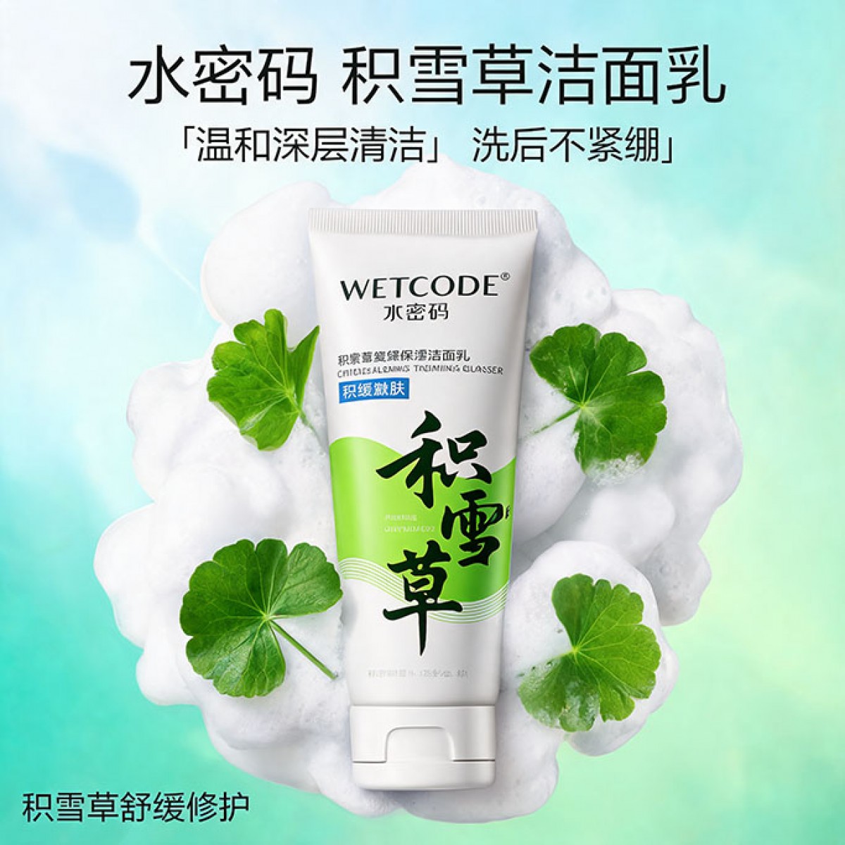 水密码洁肤积雪草温和深层清洁洗面奶